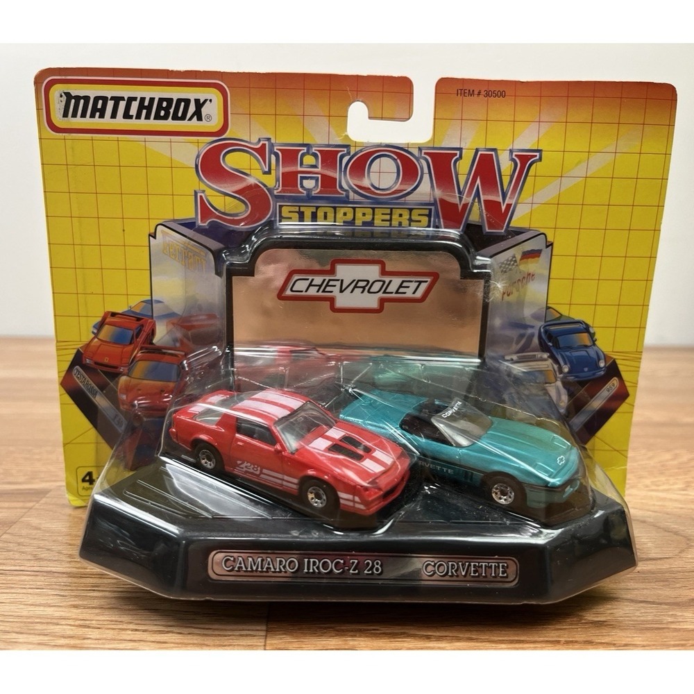 Vintage 1992 Matchbox Show Stoppers Camaro Iroc Z28 and Corvette NEW